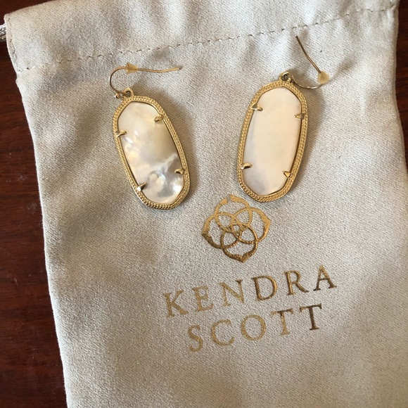 Elle Gold Drop Earrings in Ivory Pearl - Picture 2 of 4